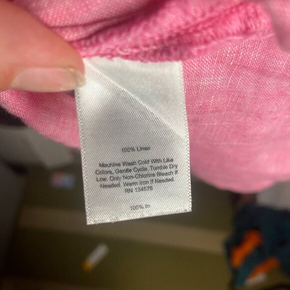 Vineyard Vines Size Medium Pure Linen Pink Pop Over Tank Top Shirt Costal Beach - Picture 5 of 5